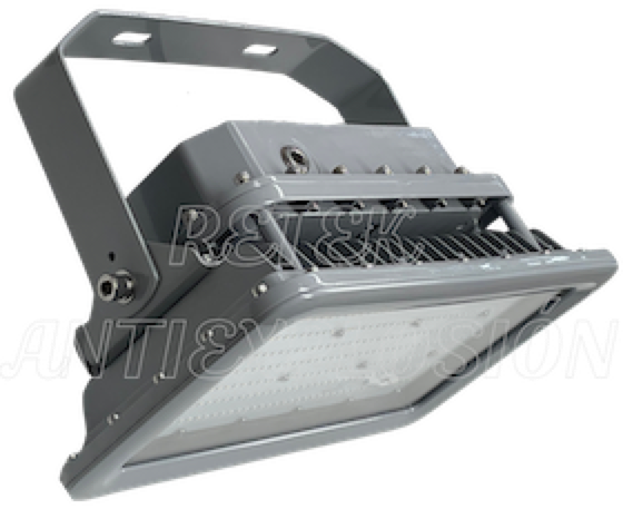 Lámpara LED anti explosión tipo reflector high bay de 200 Watts certificada para uso en zonas clasificadas y áreas marinas