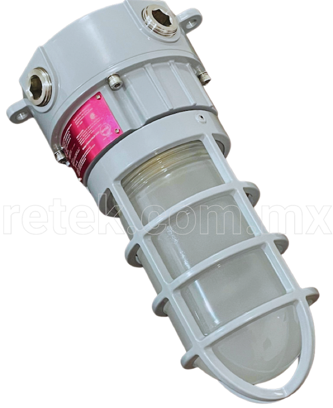 Lampara LED a prueba de explosión base plana con certificación UL844, construcción IK08, protección IP66, uso marino UL1598A