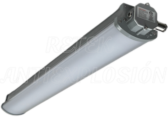 Luminaria LED a prueba de explosión lineal tipo gabinete, uso interior y exterior, certificada para uso en zonas peligrosas